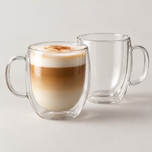 Double-wall glass cups, set of 2